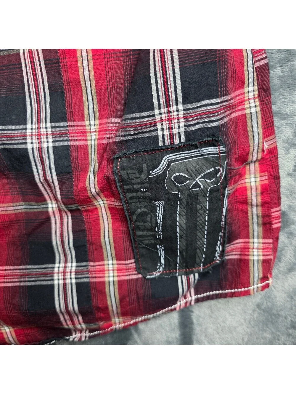 Harley Davidson Men's Red and Black Plaid Short Sleeve Snapped, Siz 2XL